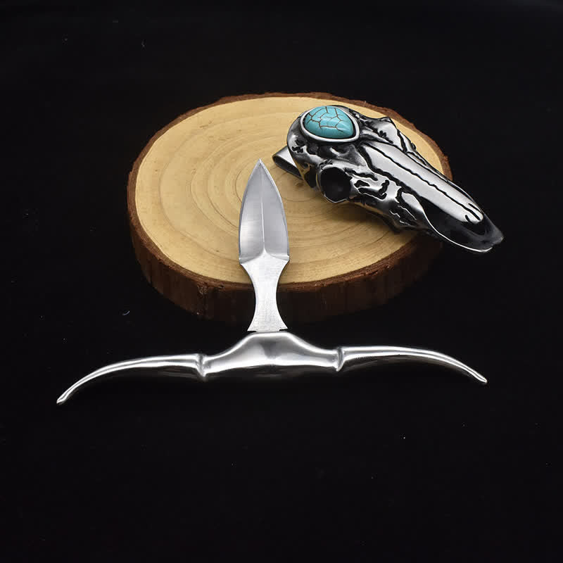 Longhorn Skull Turquoise Multi-function EDC Tool Pendant Belt Buckle