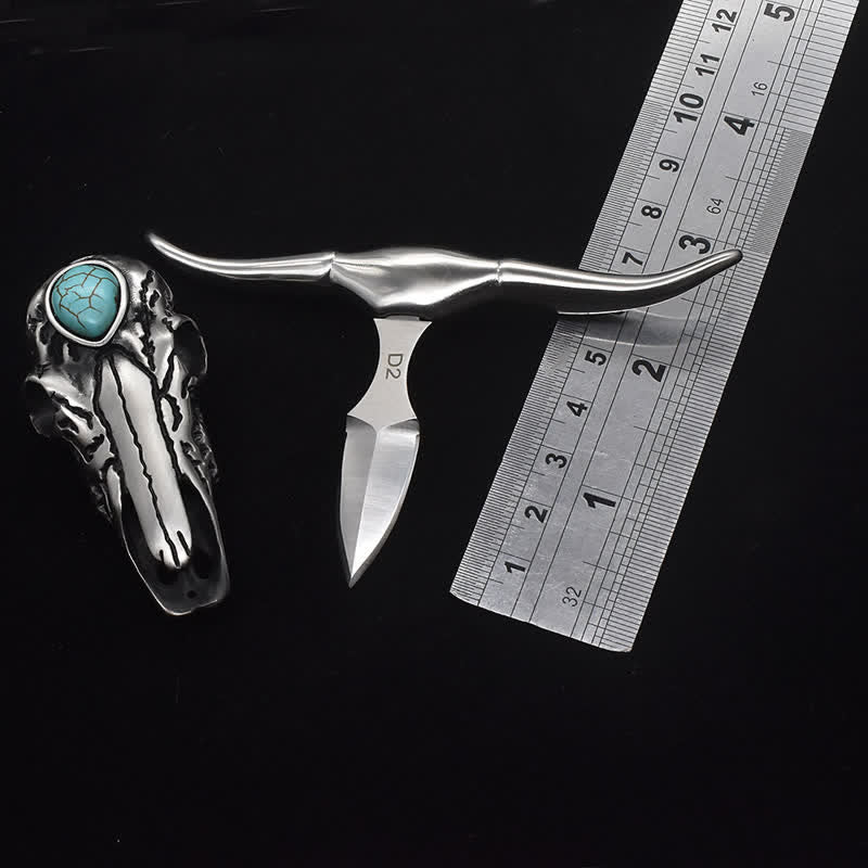 Longhorn Skull Turquoise Multi-function EDC Tool Pendant Belt Buckle