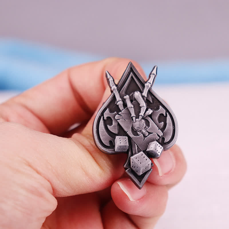 Ace Spades Skull Skeleton Devil Hand Horns Brooch