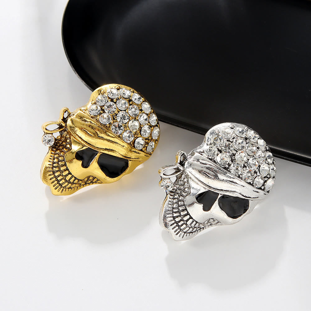 Halloween Funny Diamond Pirate Skull Brooch Accessory